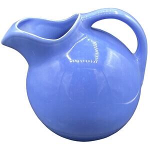 Vintage Pottery Tilted Homer Laughlin Fiesta Water Pitcher Ice Lip Blue American